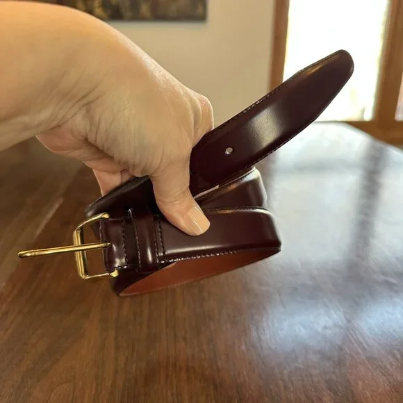 EUC Coach Cordovan Burgundy Leather Classic Belt Brass Buckle Men's Size 36 - Picture 2 of 5